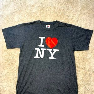 Rafia Tee I Love NY t-shirt Large Unisex Grey Tourist Travel America